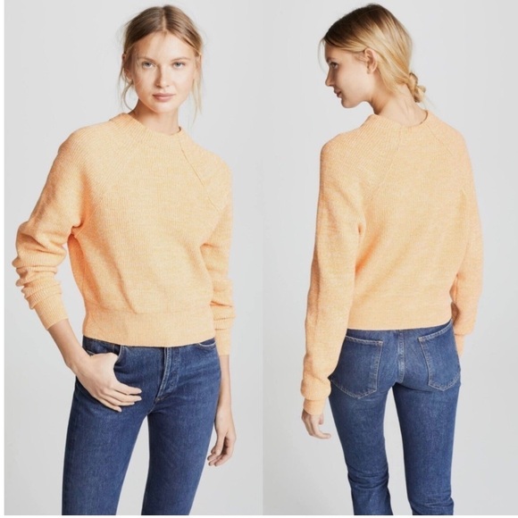 Free People Too Good Ribbed Trim knit Pullover Sweater in Orange Zest - Picture 5 of 11